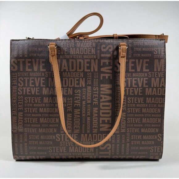 NEW Steve Madden Women's Large Blivia-Printed Logo Tote Bag with Pouch NWT $118 - Picture 4 of 6